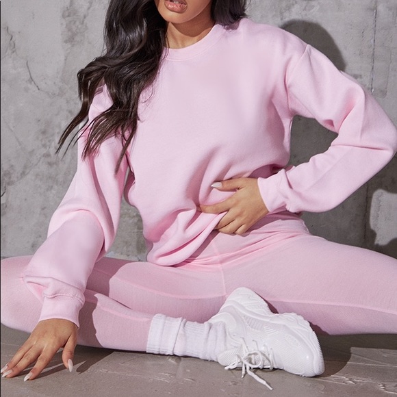 PLT - Baby Pink Ultimate Oversized Sweatshirt & Baby Pink Sweat Pant Joggers - Picture 2 of 2